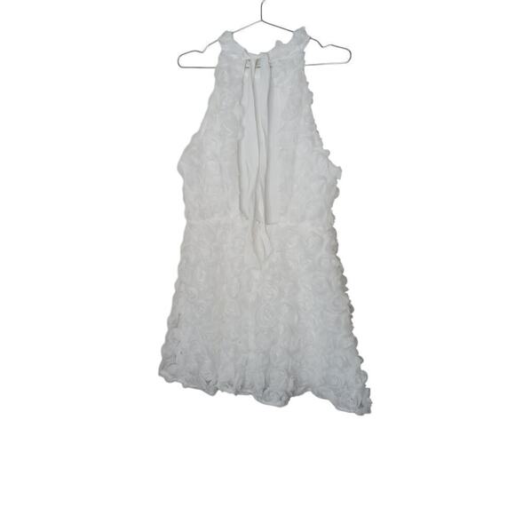 New Lulus White Applique Halter Sleeveless Mini Dress- SZ L- missing waist tie - Picture 6 of 8